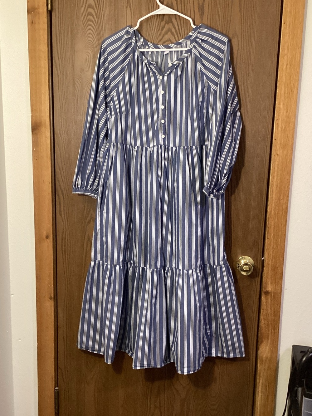 Old Navy Blue and White Striped Tiered Kids' Dress